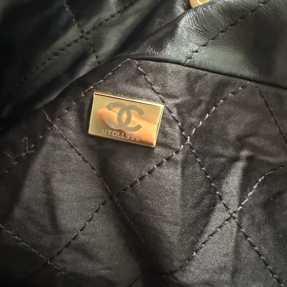 Black Quilted Shoulder Bag with Gold Accents - Picture 5 of 9